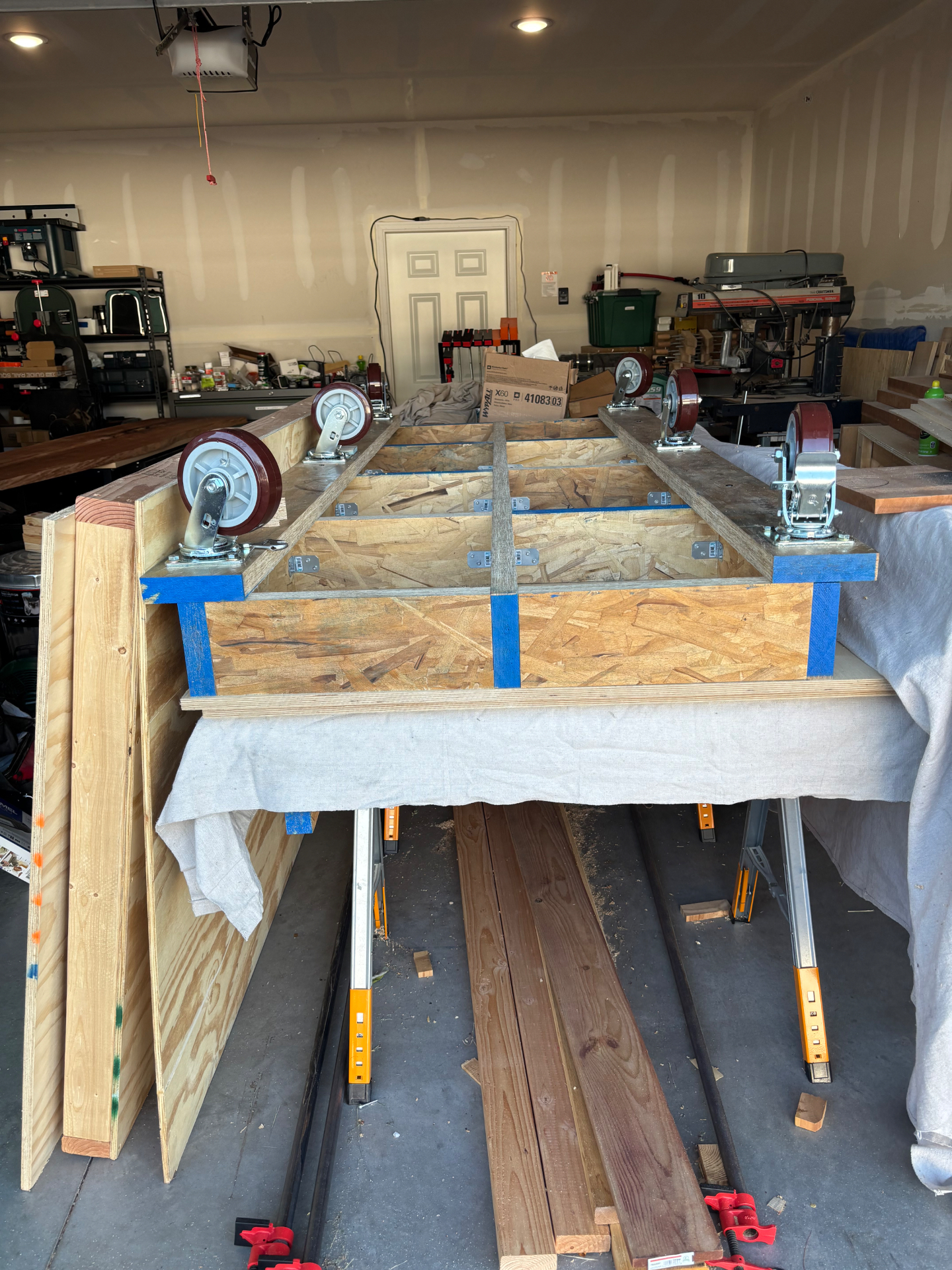 Upside-down LSL base with six casters mounted